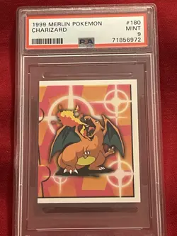 1999 Merlin Pokemon CHARIZARD Sticker #180 PSA 9 MINT - Image 5