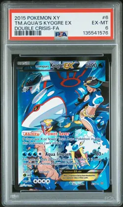 2015 POKEMON XY DOUBLE CRISIS #6 FULL ART/TEAM AQUA'S KYOGRE EX PSA 6 - Image 1