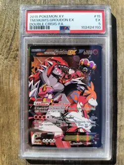 2015 POKEMON XY DOUBLE CRISIS #15 FULL ART/TEAM MAGMA'S GROUDON EX PSA 5 - Image 1