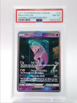MEWTWO GX 2017 POKEMON S&M SHINING LEGENDS SECRET RARE 78/73 PSA 8 Q5600 - Image 1