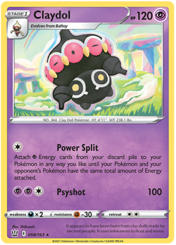Pokemon TCG Sword & Shield Battle Styles - 058/163 Claydol Card HOLO Reverse - Image 1