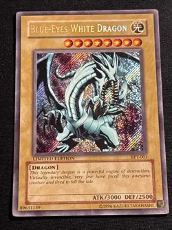 Blue Eyes White Dragon BPT-003 Yu-Gi-Oh Limited Secret Rare Card Played Damaged - Image 1