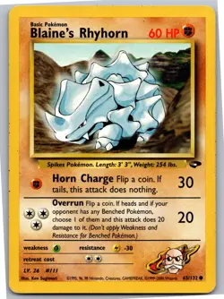 Blaine's Rhyhorn - Gym Challenge 065/132 - Common - NM Pokemon TCG - Image 1