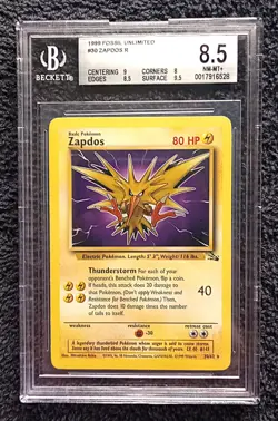 Pokemon TCG Zapdos #30 Fossil Unlimited Rare BGS 8.5 Near Mint - Image 1