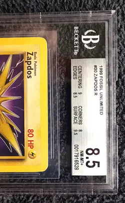 Pokemon TCG Zapdos #30 Fossil Unlimited Rare BGS 8.5 Near Mint - Image 3