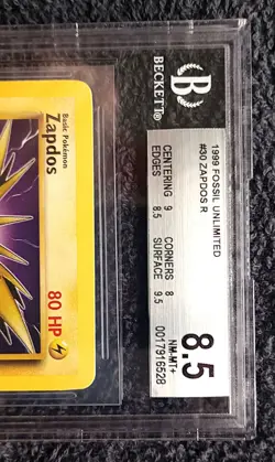 Pokemon TCG Zapdos #30 Fossil Unlimited Rare BGS 8.5 Near Mint - Image 4