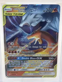 PSA 8 Reshiram & Charizard GX 2019 Pokemon Sun & Moon Unbroken Bonds Holo #20 NM - Image 2