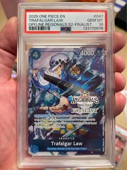 PSA 10 Trafalgar Law OP07-047 EN ONE PIECE TCG 25-26 OFFNLINE REGIONALS Finalist - Image 1