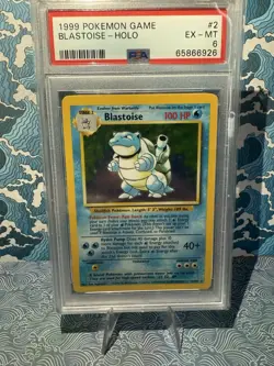 BLASTOISE POKEMON CARD TCG 1999 BASE SET HOLO 2/102 PSA 6 - Image 1