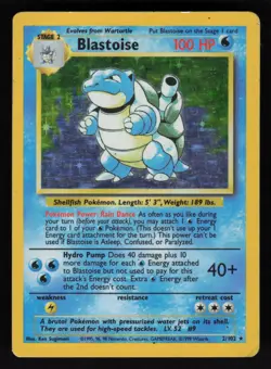 Blastoise 2/102 Base Set Holo VINTAGE WOTC Pokemon TCG Card - Image 1