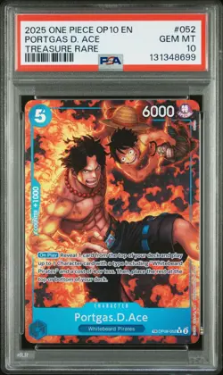 2025 ONE PIECE OP08-052 ROYAL BLOOD PORTGAS D ACE TREASURE RARE PSA 10 GEM MINT - Image 1