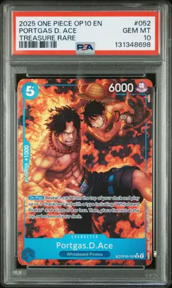 2025 ONE PIECE OP08-052 ROYAL BLOOD PORTGAS D ACE TREASURE RARE PSA 10 GEM MINT - Image 1