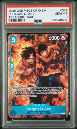 2025 ONE PIECE OP08-052 ROYAL BLOOD PORTGAS D ACE TREASURE RARE PSA 10 GEM MINT - Image 1