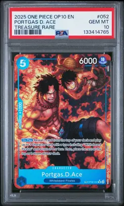 2025 ONE PIECE OP08-052 ROYAL BLOOD PORTGAS D ACE TREASURE RARE PSA 10 GEM MINT - Image 1