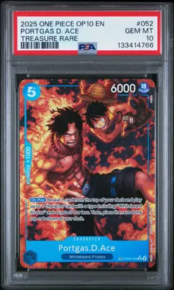 2025 ONE PIECE OP08-052 ROYAL BLOOD PORTGAS D ACE TREASURE RARE PSA 10 GEM MINT - Image 1