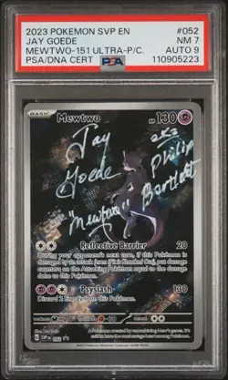 Pokemon 151 Signed/Autographed MewTwo Card (Jay Goede) PSA Graded - Image 3