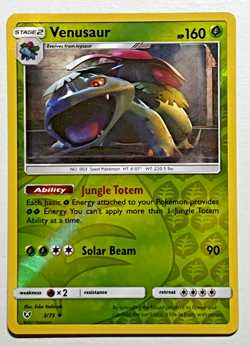Venusaur Reverse Holo 3/73 Pokemon Card Shining Legends 2017 LP - Image 1