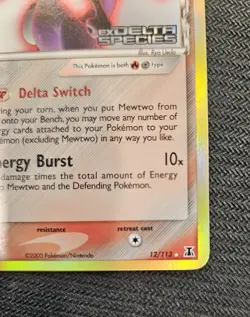 Pokemon Mewtwo 12/113 EX Delta Species Stamped Holo Near Mint - Image 2