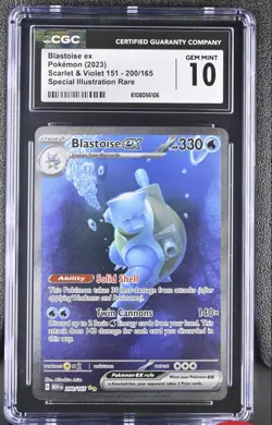 Pokemon Blastoise ex 151 MEW EN Special Illustration Rare #200 CGC 10 Gem Mint - Image 1