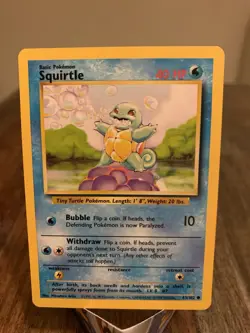 Pokemon Squirtle TCG Base Set Unlimited Common Card 63/102 LP Condition - Image 1