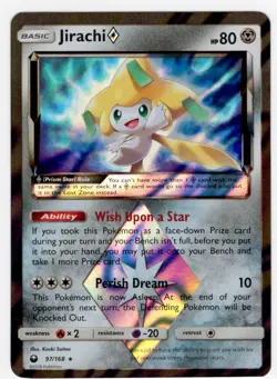 JIRACHI 2018 Pokemon TCG Celestial Storm #97/168 PRISM STAR ULTRA RARE HOLO LP - Image 1