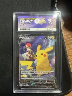 Pokemon Pikachu TCG v Lost Origin Ace Label 9 English Trainer Gallery TG16/TG30 - Image 1