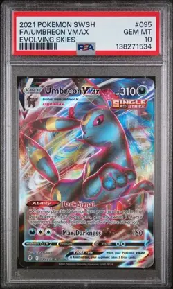 2021 POKEMON SWORD & SHIELD EVOLVING SKIES #095 FULL ART/UMBREON VMAX PSA 10 - Image 1