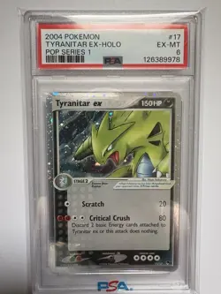Pokemon TCG - Tyranitar EX - Pop Series 1 Holo - PSA 6 - New Cert Number! - Image 1