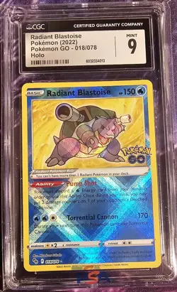 Pokemon Go 2022 Radiant Blastoise CGC 9 Mint 018/078 Pokemon GO - Image 1