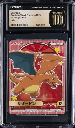 2023 POKEMON SCARLET & VIOLET STICKERS MARUMIYA HOLO CHARIZARD CGC 10 PERFECT - Image 1