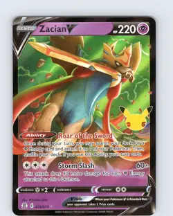 Pokemon TCG Zacian V 25th Anniversary Celebrations 016/025 Ultra Holo Rare NM - Image 1