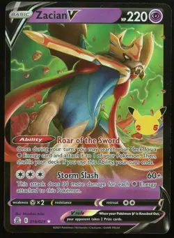 Zacian V 016/025 Holo Rare - 2021 Pokemon Celebrations 25th Anniversary NM - Image 1