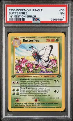 1999 POKEMON JUNGLE "D" EDITION ERROR #33 BUTTERFREE PSA 7 - Image 1