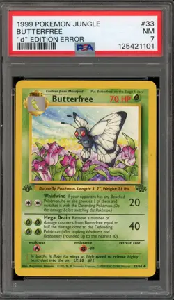 Pokemon Butterfree Jungle 'd" Edition Error #33 PSA 7 - Image 1