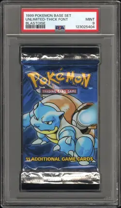 1999 Pokemon Base Set Pack Unlimited-Thick Font Blastoise PSA 9 - Image 1