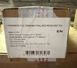 Pokemon TCG Sword & Shield Chilling Reign Booster Box Case Sealed 820650828461 - Image 1