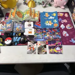 Big Lot Of Pokemon Mini Binders, Stickers, And Pokeball Belt - Image 1