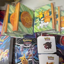 Big Lot Of Pokemon Mini Binders, Stickers, And Pokeball Belt - Image 2