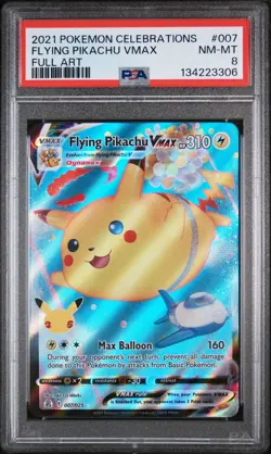 2021 POKEMON CELEBRATIONS #007 FULL ART/FLYING PIKACHU VMAX PSA 8 - Image 1