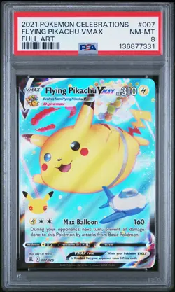 2021 POKEMON CELEBRATIONS #007 FULL ART/FLYING PIKACHU VMAX PSA 8 - Image 1