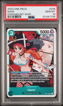 2023 ONE PIECE PARAMOUNT WAR OP02-036 #36 NAMI PSA 10 - Image 1