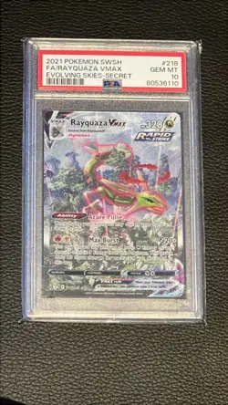 Pokemon 2021 Rayquaza VMAX 218/203 Alt Art Evolving Skies GEM MINT PSA 10 - Image 1