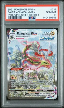 Pokemon 2021 Rayquaza VMAX 218/203 Alt Art Evolving Skies GEM MINT PSA 10 - Image 1