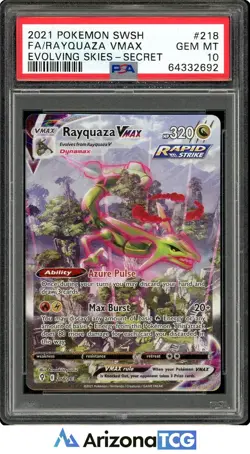 Pokemon 2021 Rayquaza VMAX 218/203 Alt Art Evolving Skies GEM MINT PSA 10 - Image 1