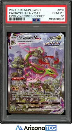 Pokemon 2021 Rayquaza VMAX 218/203 Alt Art Evolving Skies Secret GEM MINT PSA 10 - Image 1