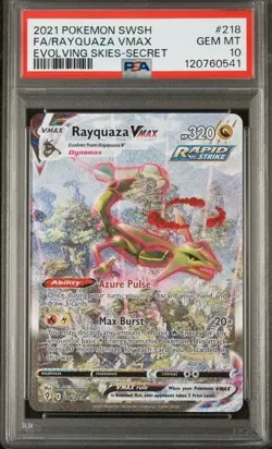 Pokemon 2021 Rayquaza VMAX 218/203 Alt Art Evolving Skies GEM MINT PSA 10 - Image 1