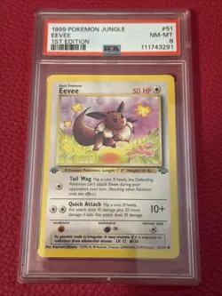 1999 Pokemon TCG First Edition Eevee Jungle Set Card 51/64 PSA 8 - Image 1