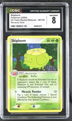 CGC 8 Skiploom EX Team Rocket Returns 49/109 Reverse Holo Stamped Pokemon Card - Image 1