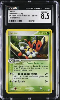 CGC 8.5 Ledian EX Team Rocket Returns 23/109 Reverse Holo Stamped Pokemon Card - Image 1