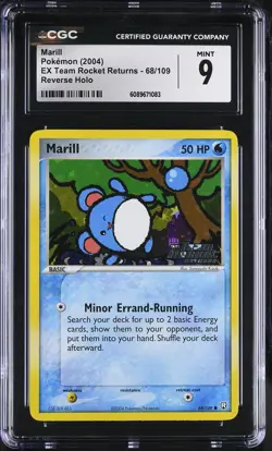 CGC 9 Marill EX Team Rocket Returns 68/109 Reverse Holo Stamped Pokemon Card - Image 1